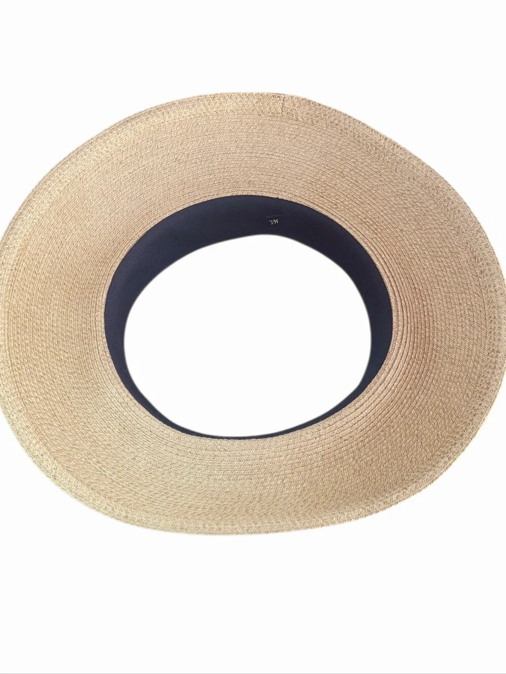 Eric Javits Halo Packable Hat Visor Squishee Straw Black Band Bow Medium Large - Picture 4 of 4